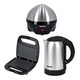 image 1 of GEEPAS 3-in-1 Egg Boiler Poacher, Panini Sandwich Press & 1.8L Electric Kettle Kitchen Combo Set