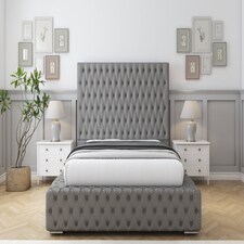 Sloomy Ambassador Pewter Dumfries Bed Frame With Mattress With 50" Upholstered Headboard 4'6 Double