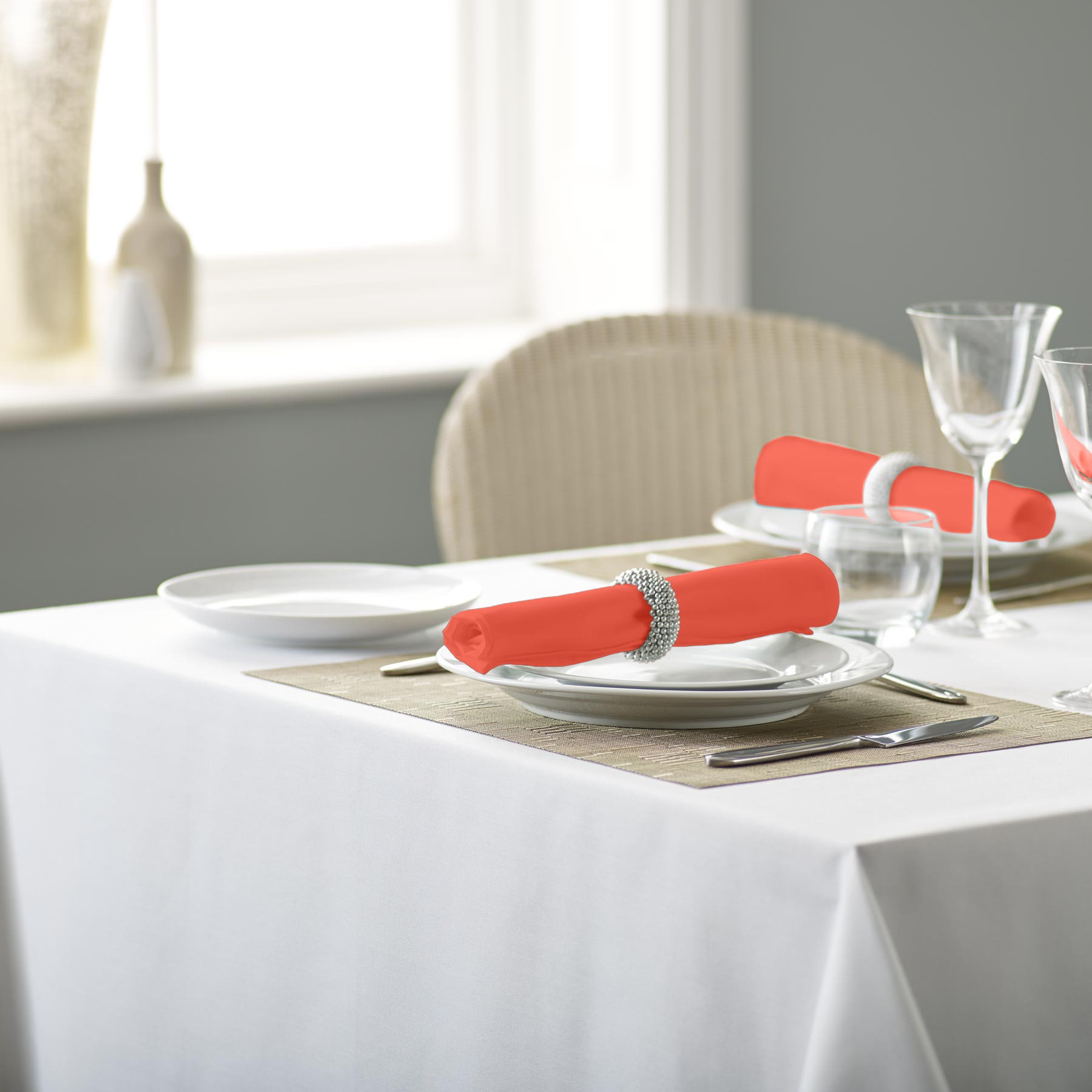 Vision Polyester Plain Coloured Napkin in Burnt Orange | Size: 51 cm x 51 cm