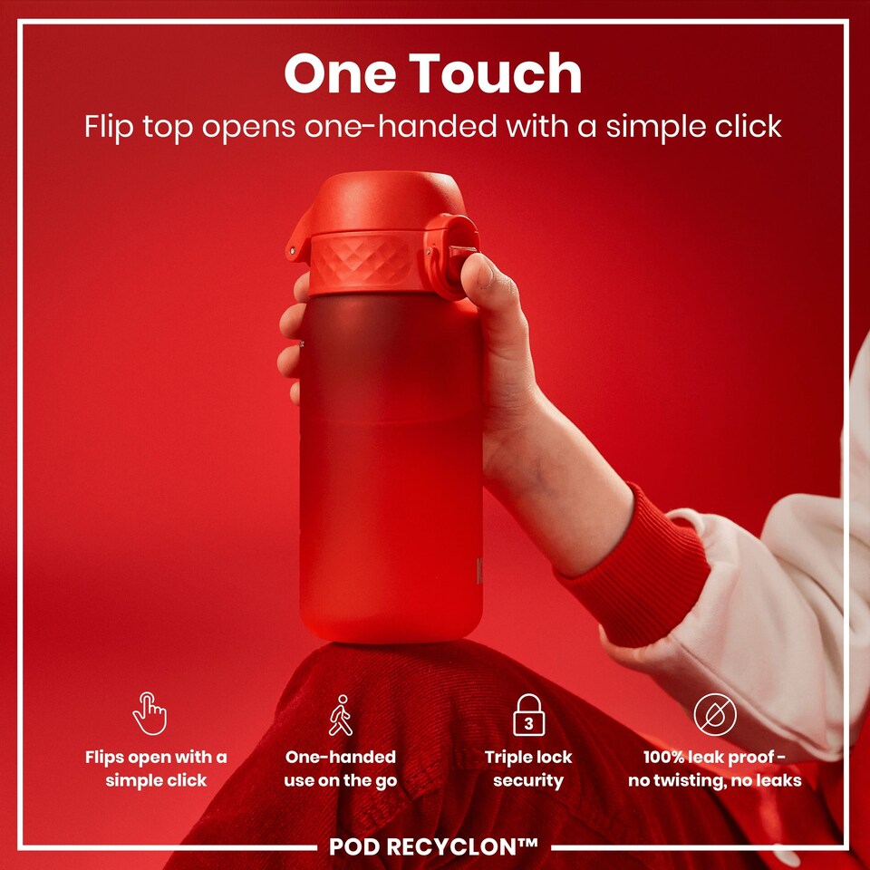 image 1 of Leak Proof Kids Water Bottle, BPA Free, 350ml (12oz) | Red | Red With Straw