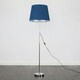 image 2 of ValueLights Modern Polished Chrome Metal Standard Floor Lamp With Navy Blue Shade