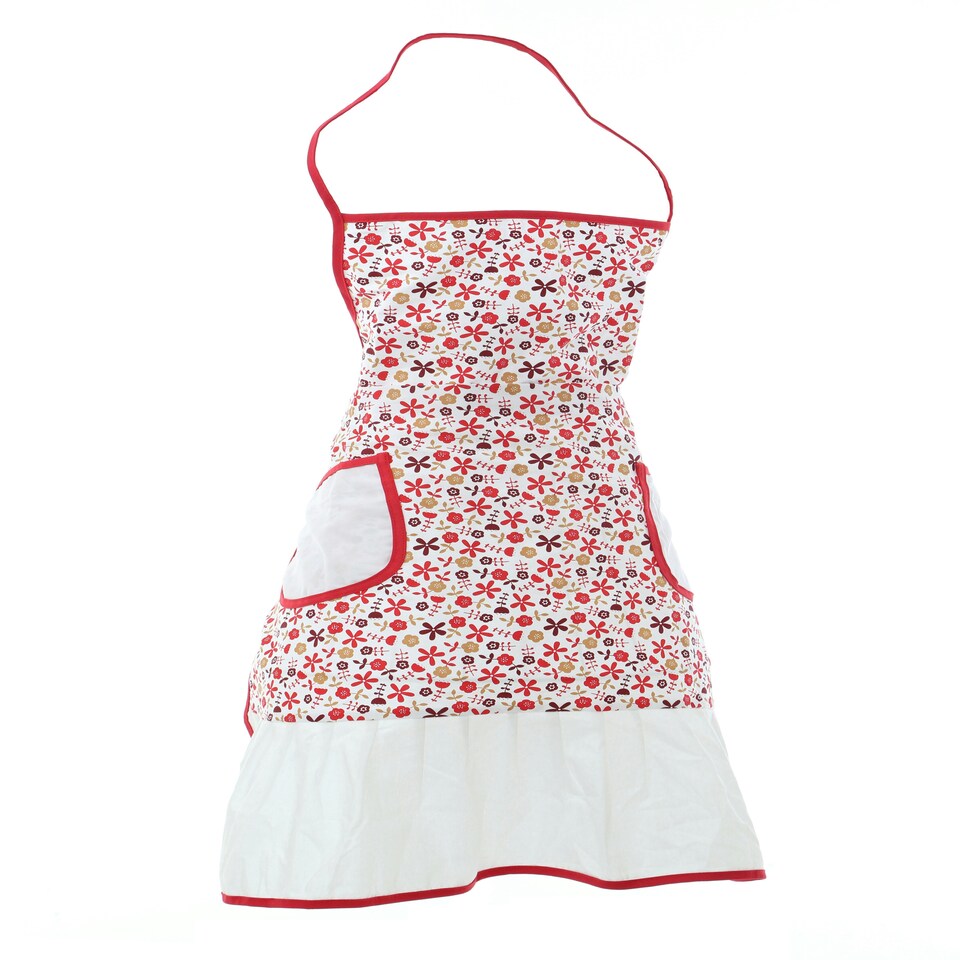 image 1 of Interiors by Premier Red Daisy Apron, Vibrant Red Daisy Print With Adjustable Neck Strap, Shields Clothing From Spills Red