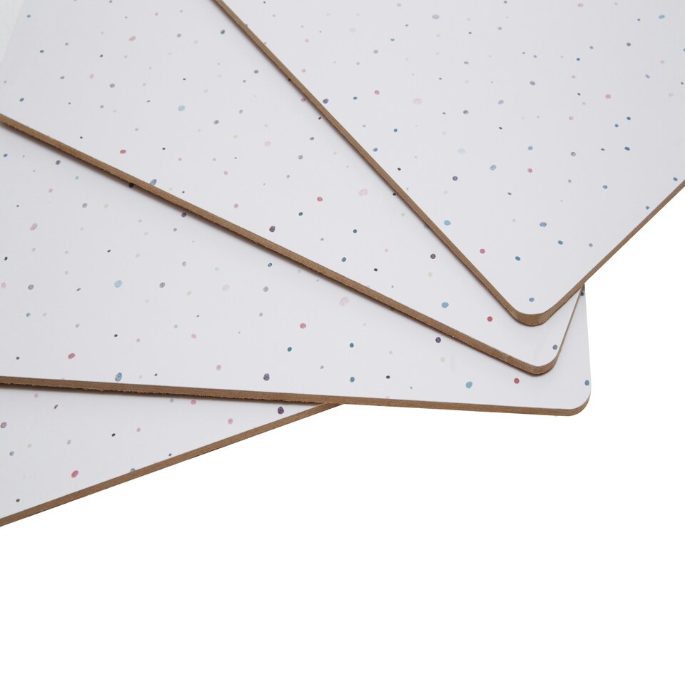 image 1 of Interiors By Premier Set Of Four Placemats, Contemporary Heat Resistant Dining Mats, Stylish Speckled Design Tableware White