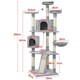 image 3 of Yaheetech 200 cm Multilevel Cat Tree with Condos Light Grey