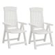 image 1 of Outdoor Foldable Plastic Garden Chair Patio Furniture With Adjustable Back | White | White Two Set