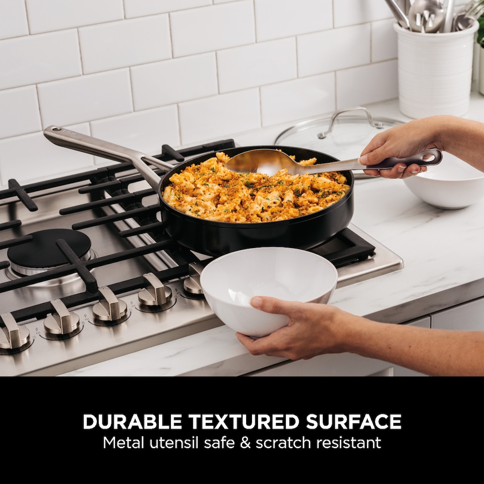 image 1 of Ninja ZEROSTICK Essentials 18cm Saucepan with Lid C10218UK | Black | Black | 1