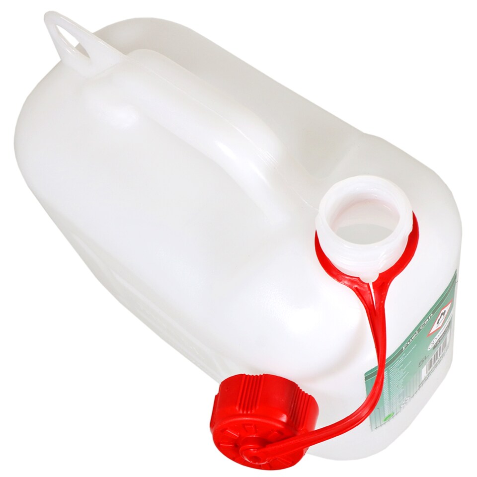 image 1 of SPARES2GO 5L Jerry Fuel Can Container Flexible Spout White 5 Litre Car Van Petrol Diesel Large