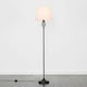 image 3 of ValueLights Memphis Matte Black Floor Lamp with Medium Pink Tapered Shade and E27 GLS LED 10W Warm White 3000K Bulb