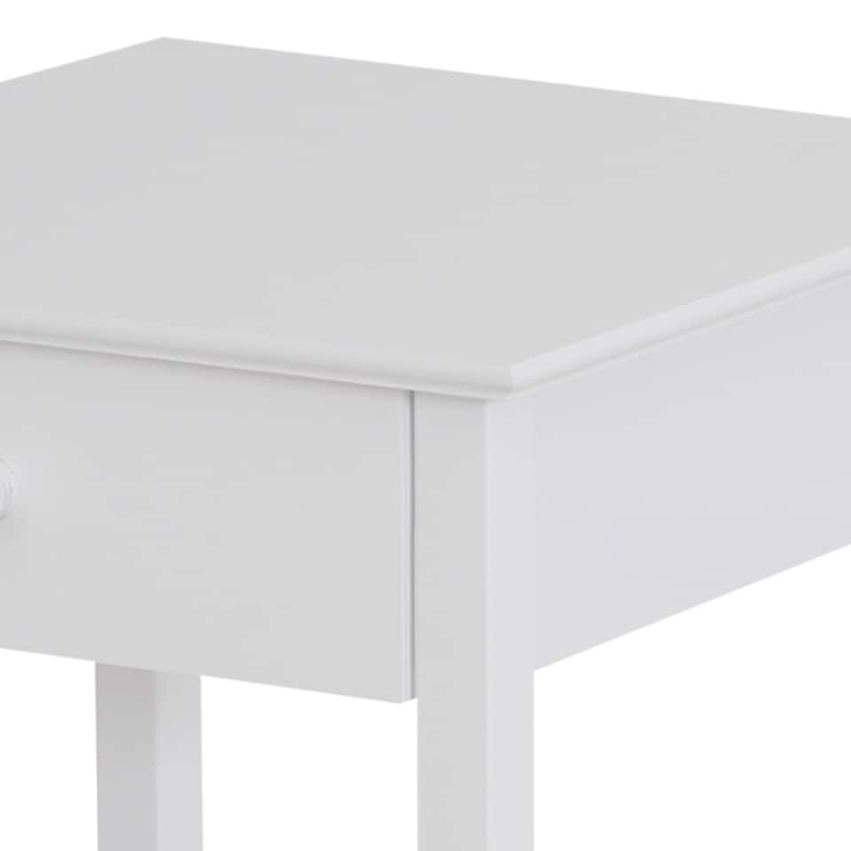 image 1 of HOMCOM White Bedside Table, Wooden Side Table, Nightstand, Bedside Cabinet with Drawer and Storage Shelf for Bedroom and Living Room | White