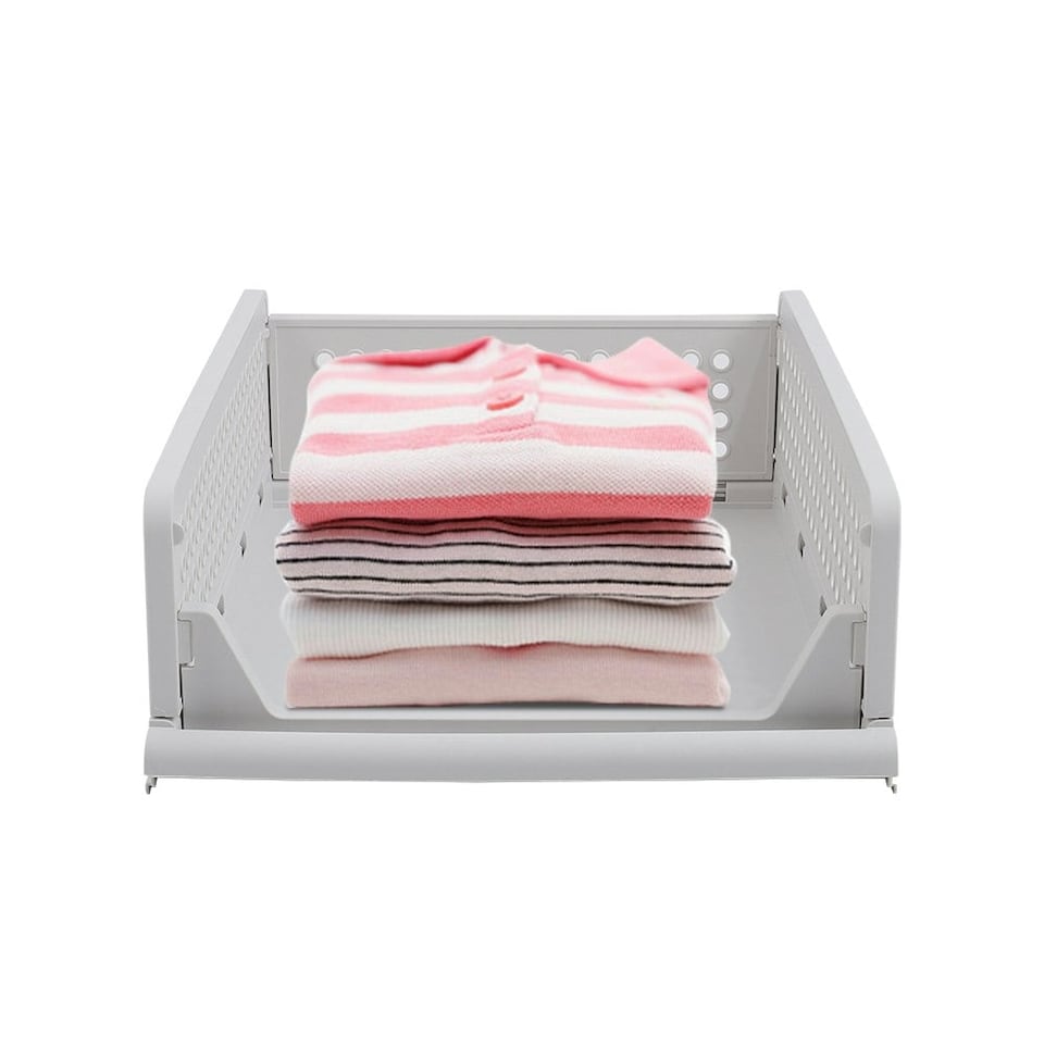 image 1 of Living and Home Foldable Plastic Storage Drawer Basket 20L - Off White | White | 1