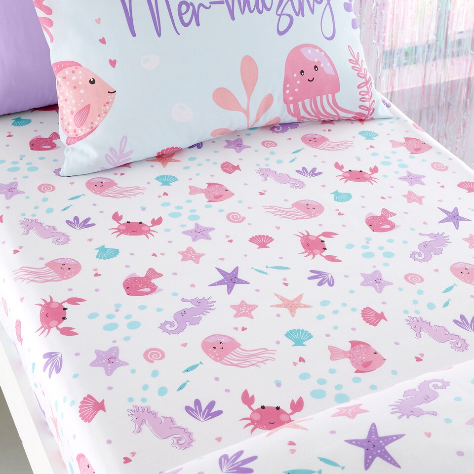 image 1 of Bedlam Mermaid Vibes Fitted Bed Sheet Aqua