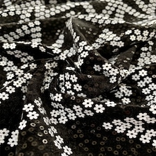 Black Sequin Velvet Stretch Knit Fabric for Dressmaking, 130cm / 51" Wide - per metre