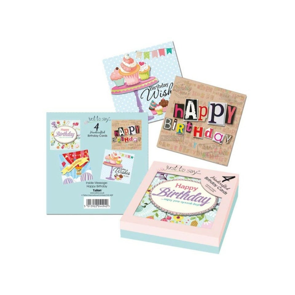image 1 of Pack of 4 Hand Made Birthday Cards in Keepsake Box