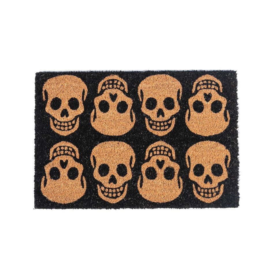 image 1 of Nicola Spring Halloween Coir Door Mats - 60 x 40cm - Skulls - Pack of 2