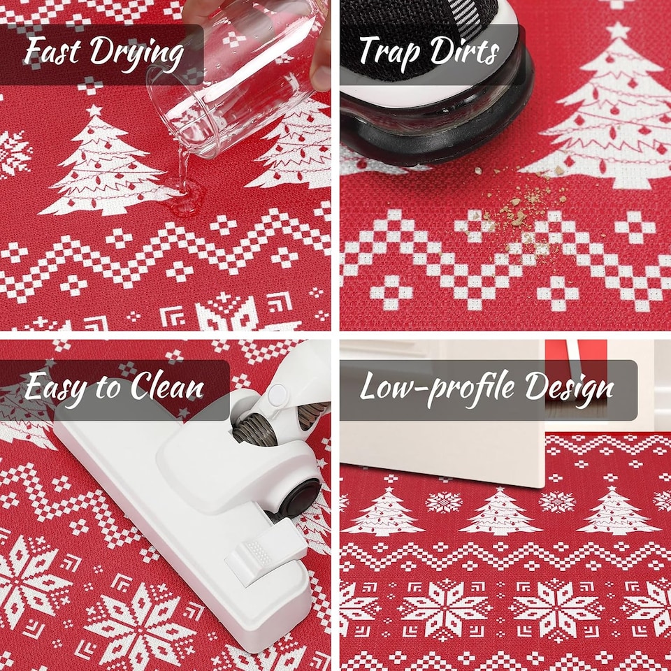 image 1 of London Boutique Christmas Doormat with Snowflake Design, Non-Slip Washable Entrance Mat, 40 x 60 cm