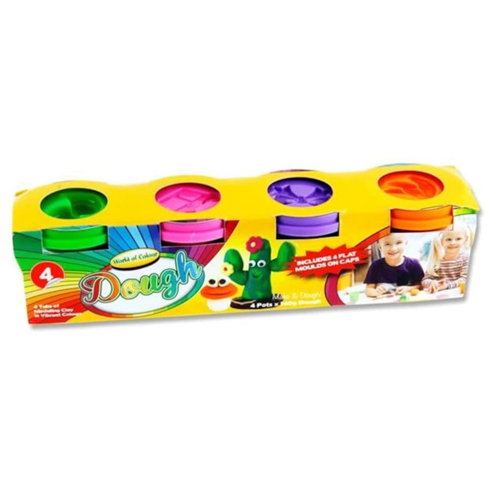 image 1 of Pack of 4 Assorted 140g Pots Moulding Clay With Mould Lid by World of Colour