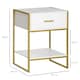 image 3 of HOMCOM Bedside Table with Storage Drawer and Open Shelf, Modern Nightstand, Side Table with Metal Frame for Bedroom, Living Room, Set of 2, White