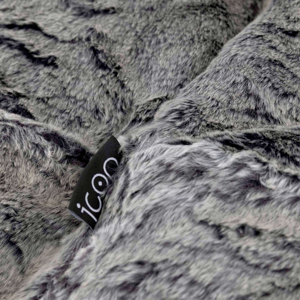image 1 of icon Kenai Faux Fur Bean Bag Lounger Arctic Wolf Grey Giant Bean Bag Chair