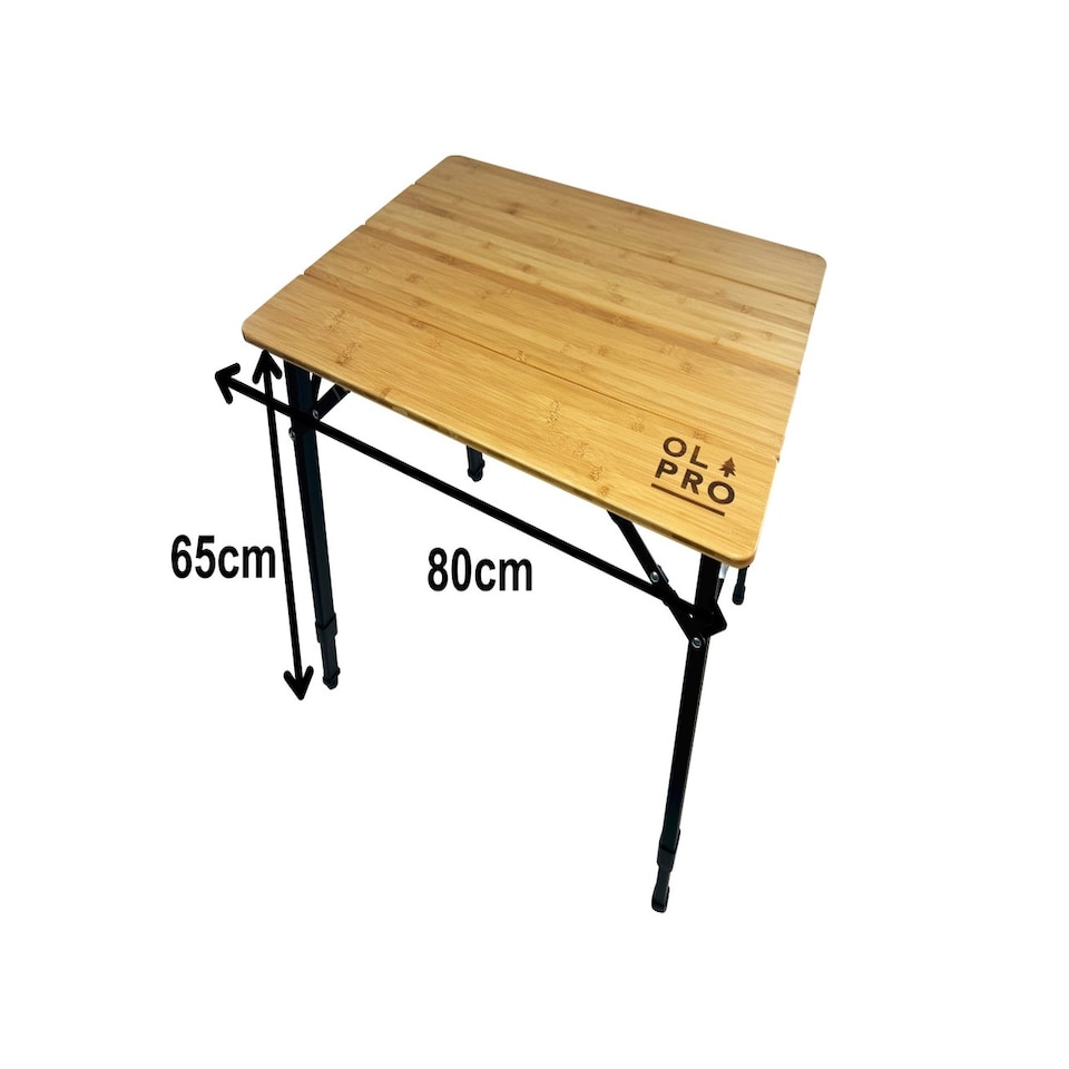 image 1 of Bamboo Camping Table 4 Folding 80cm x 60cm