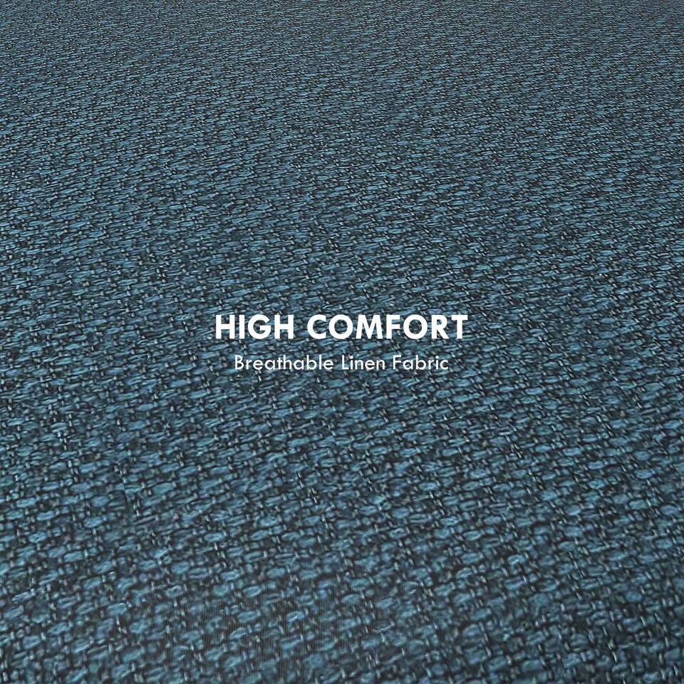 image 1 of HOMCOM Round Storage Stool, Linen Fabric Upholstered Foot Stool with Removable Top, Padded Seat, Hidden Space and Wooden Legs for Living Room, Blue