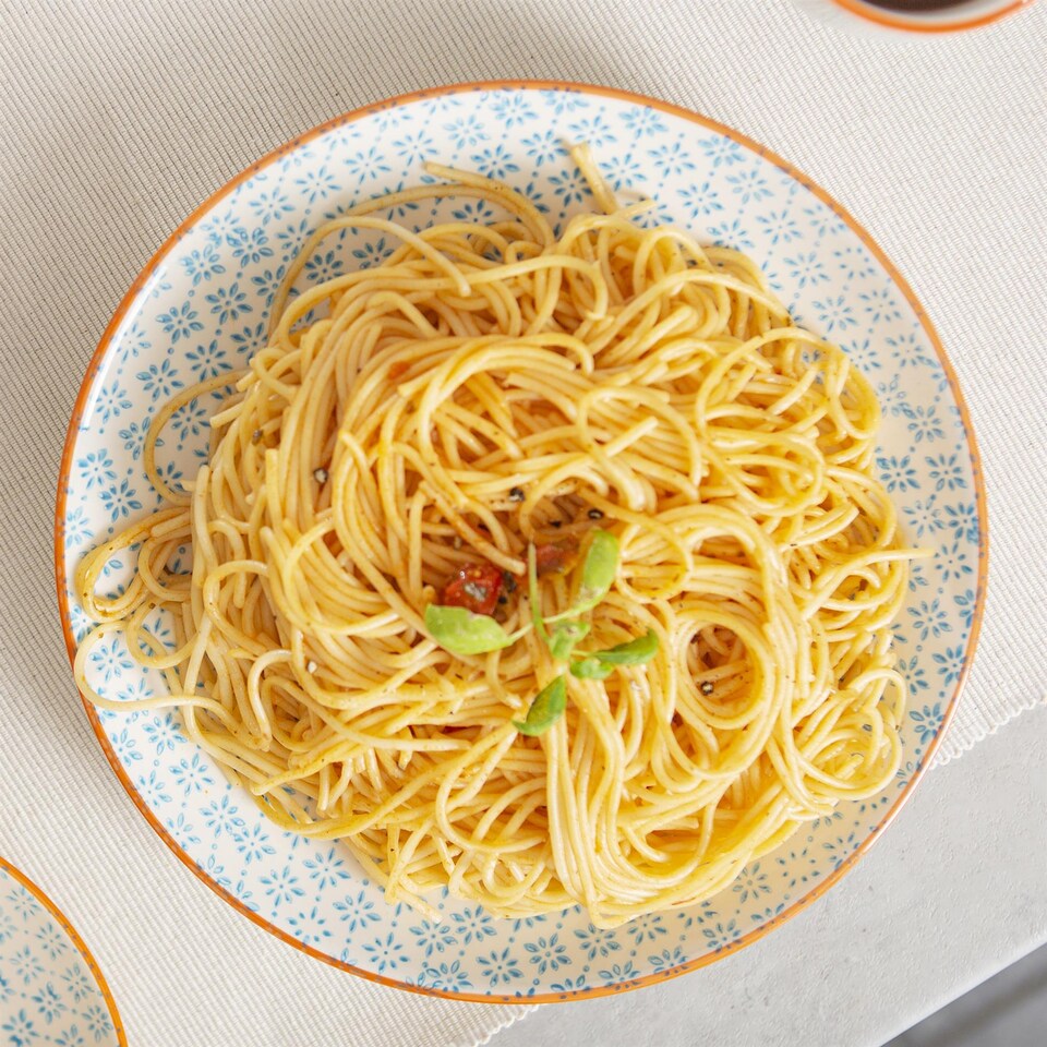 image 1 of Nicola Spring Hand-Printed Dinner Plates - 25.5cm - Blue - Pack of 6 | Blue | Blue