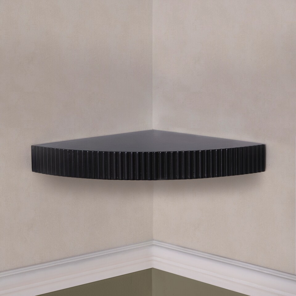 image 1 of OHS Ribbed Corner Shelf Wall Mounted Storage Space Saving Modern