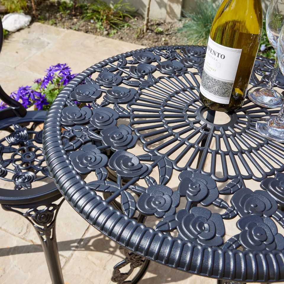 image 1 of Bistro Set Outdoor Patio Garden Furniture Table and 2 Chairs Metal