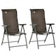 image 1 of Outsunny Set of 2 Outdoor Rattan Folding Chair Set w/ Adjustable Backrest Brown