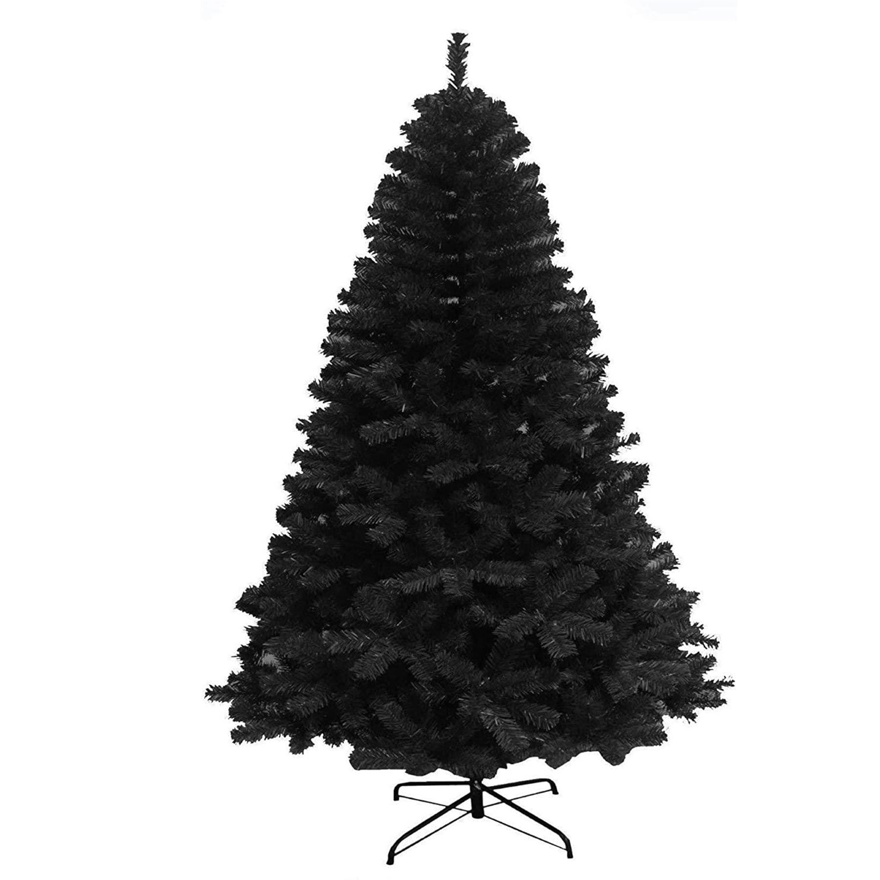 TEMU 4ft To 12ft (120cm To 360cm) Black Unlit Artificial Christmas Tree, Pine, Pvc Branches With Metal Stand, Indoor Home, Office And Seasonal