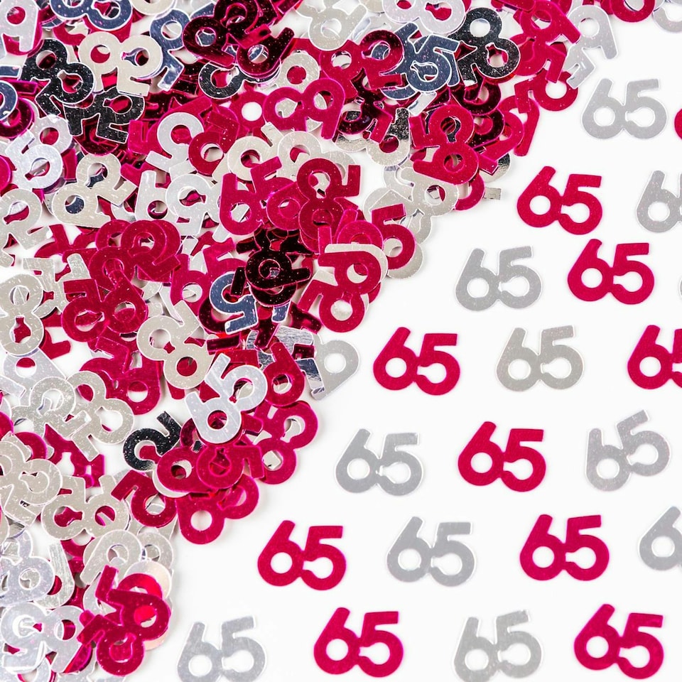 image 1 of 2 Packs of Pink & Silver 65th Confetti (14g)