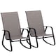 image 2 of Outsunny Garden Rocking Chairs Set of 2, Ergonomic Outdoor Rocking Chairs with Armrests, High Backrest, Steel Frame Relaxing Rocker Armchair Seats for Patio, Balcony, Porch, Light Brown | Brown | Brown