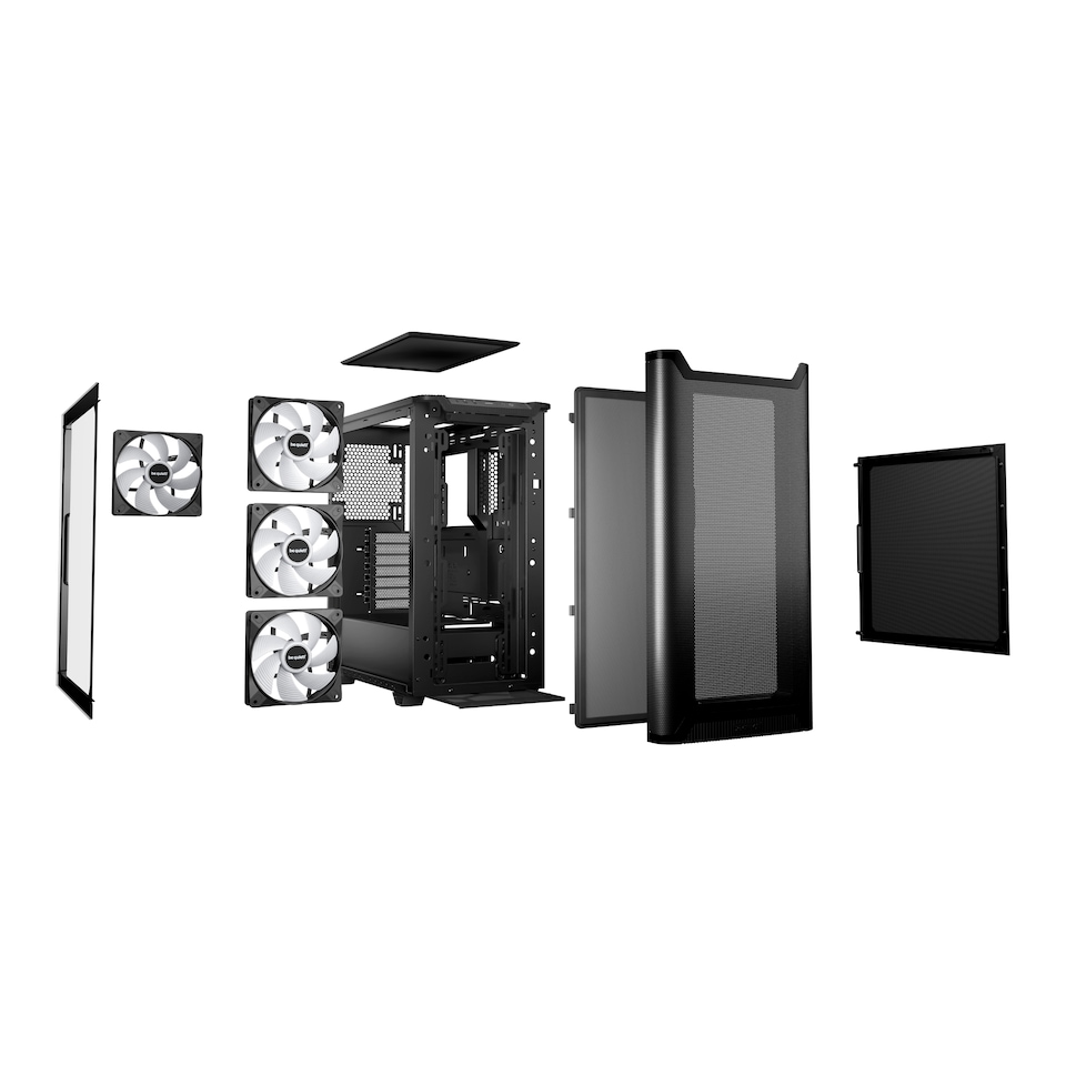 image 1 of BeQuiet Pure Base 501 LX Tempered Glass Mid Tower Gaming PC Case Black - BGW78
