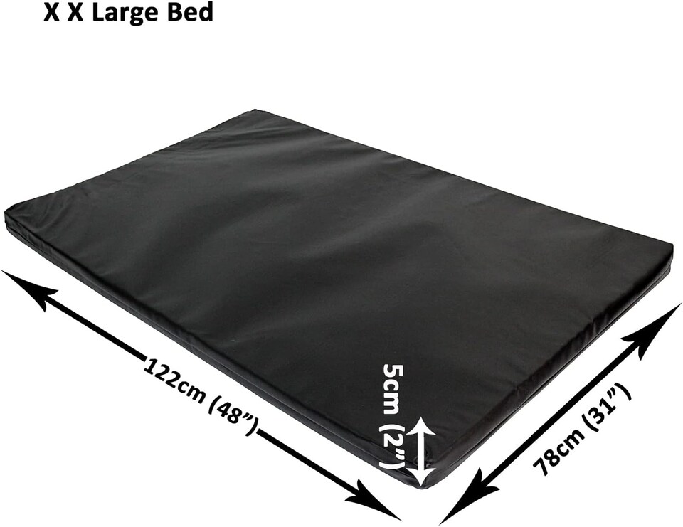 image 1 of Actiaspet Heavy Duty Waterproof Dog Crate Bed with Hard Wearing 1000D Polyester Faux Leather Outer (Black, XX Large)