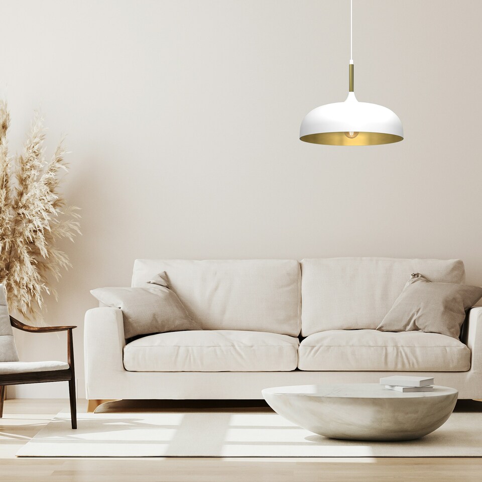 image 1 of Milagro Pendant Lamp Lincoln White/Gold 1XE27 35cm