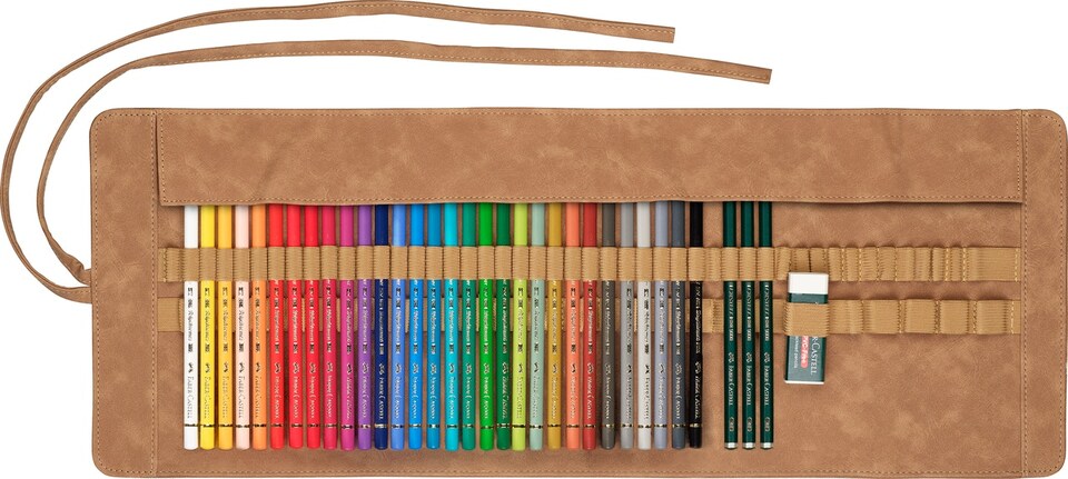image 1 of Faber-Castell Polychromos Artists' Pencils, Multicoloured, Pencil Roll of 30