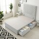 image 1 of Sunburst Divan Bed with 2 Drawers & 54'' Floor Standing Headboard Linen Fabric | Grey | Sage