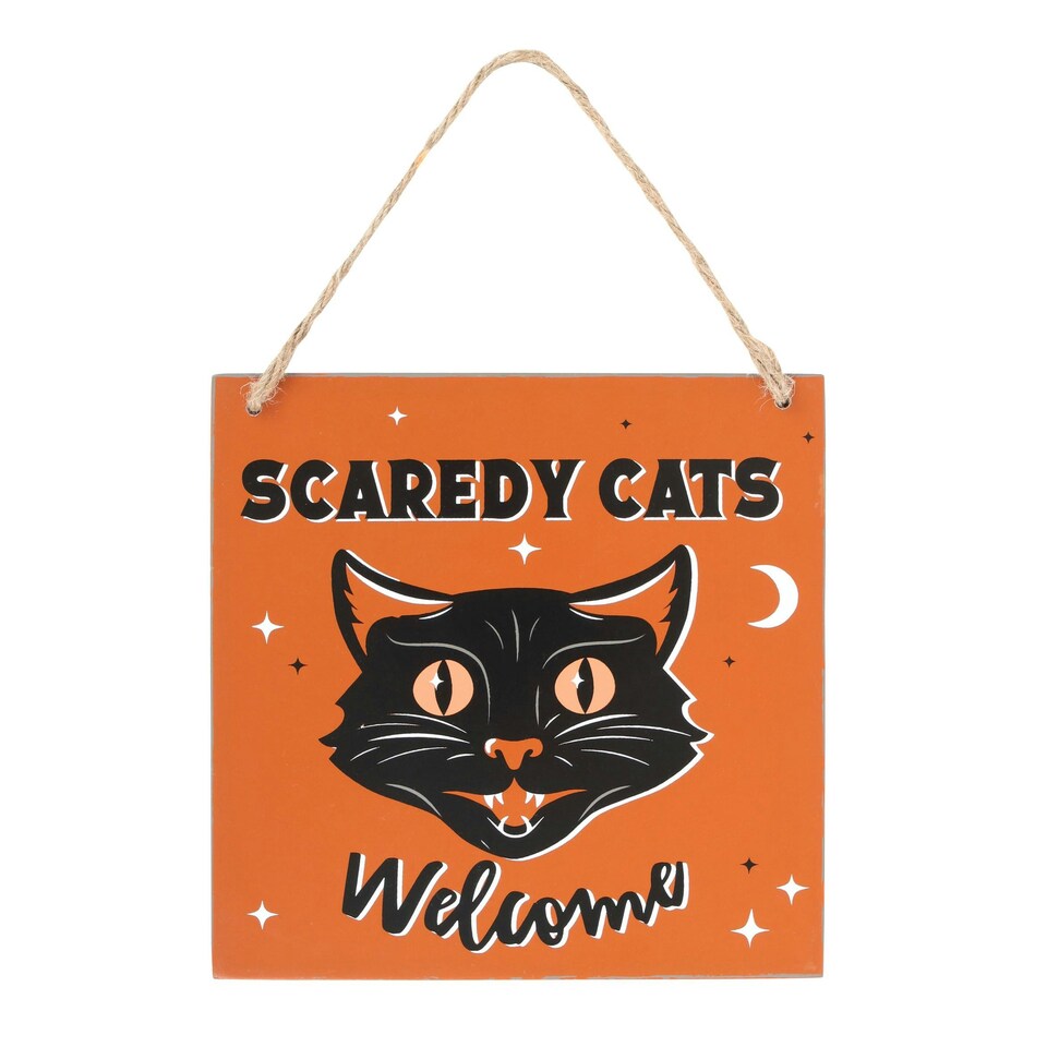 Scaredy Cats Welcome Hanging Sign - MDF