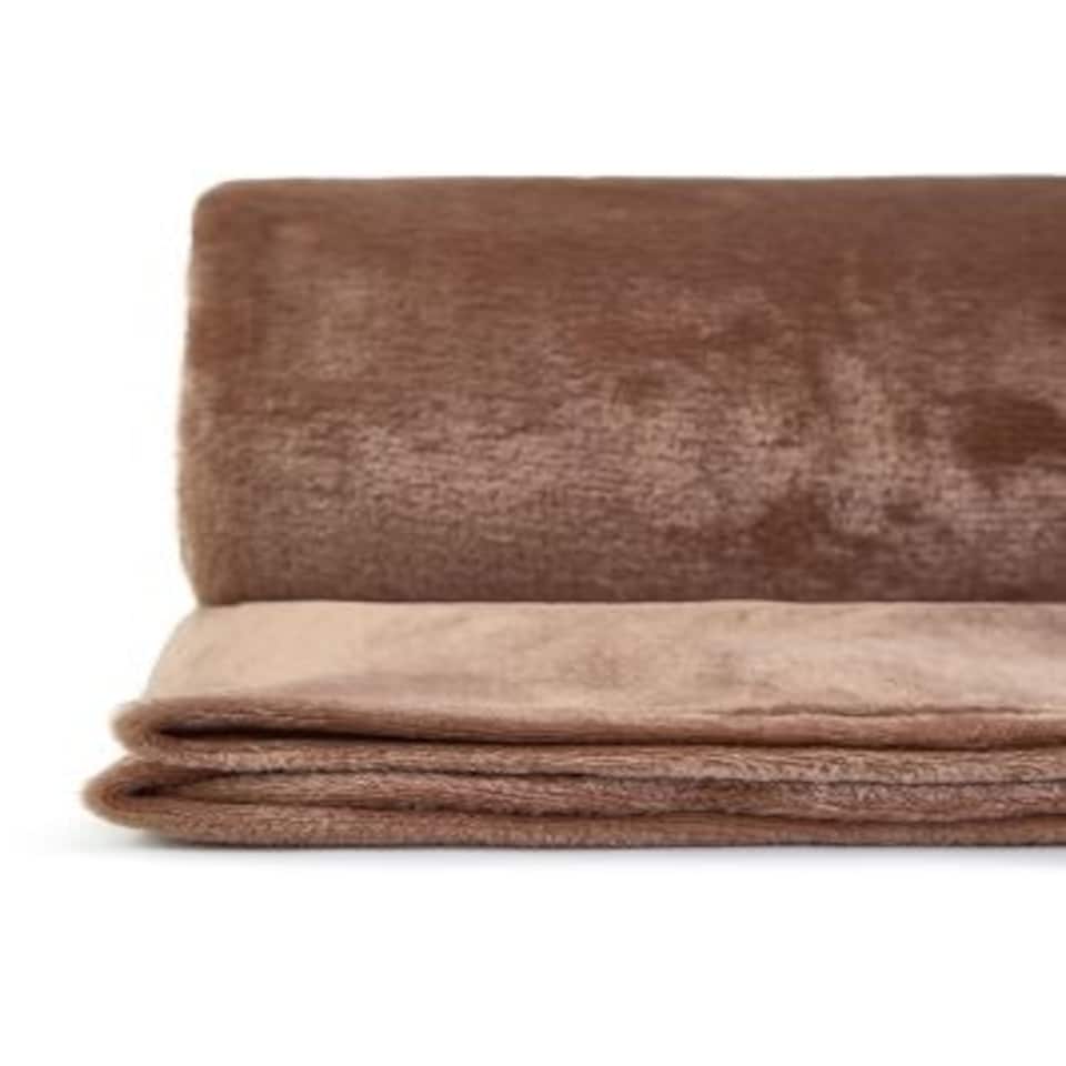 image 1 of Plush Collection Flannel Fleece Super Soft Throw in Mink (55" x 71") Brown | Brown