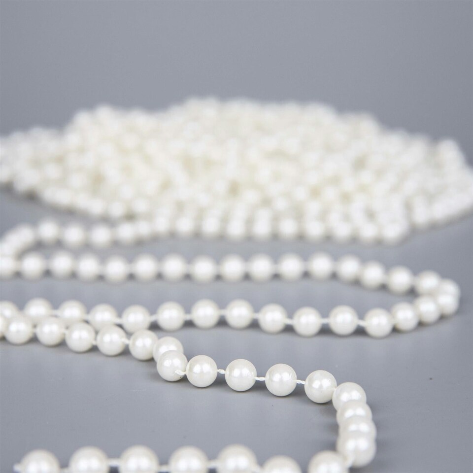 image 1 of Pearl Shiny Christmas Bead Chain Metallic Garland Artificial Pearls Tinsel For Tree Hanging Decorations,7.2m (24ft)