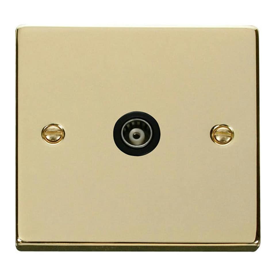 SE HOME Polished Brass Single Isolated Coaxial Socket Black | Polished Brass