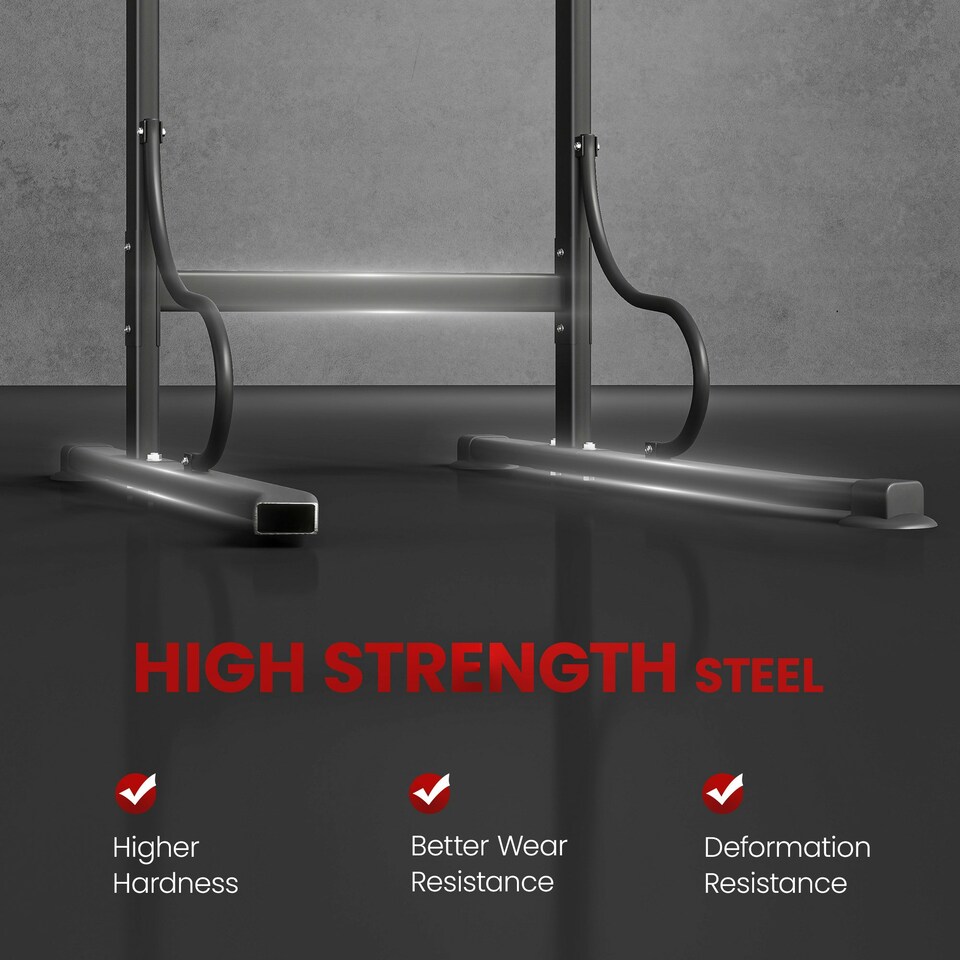 image 1 of HOMCOM Steel Multi-Use Exercise Power Tower Station Adjustable Height w/ Grips