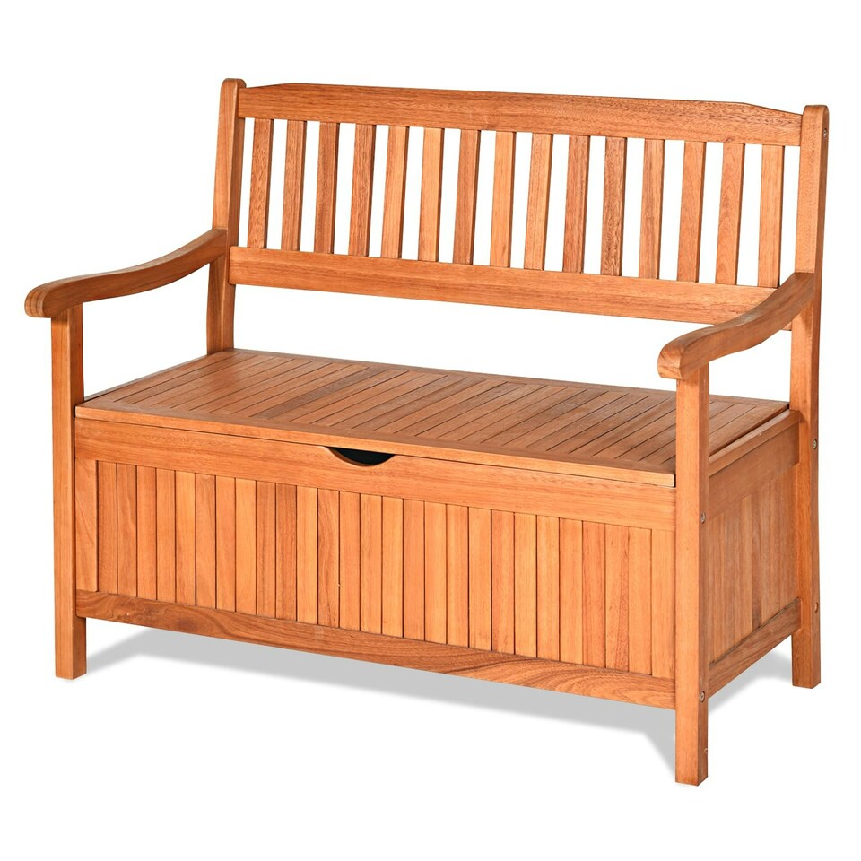 image 1 of COSTWAY Multifunctional Patio Storage Bench W/ Liner Brown