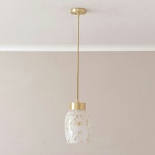 ValueLights India Confetti Glass Shade Brushed Gold Capped Ceiling Pendant Light with Bulb Gold