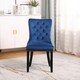 image 4 of Blue Set of Six Studded Velvet Dining Chair with Ring Knocker Detail Blue