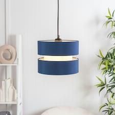ValueLights Sophia Pair of Small Navy 2 Tier Lamp Shades & Bulbs Blue
