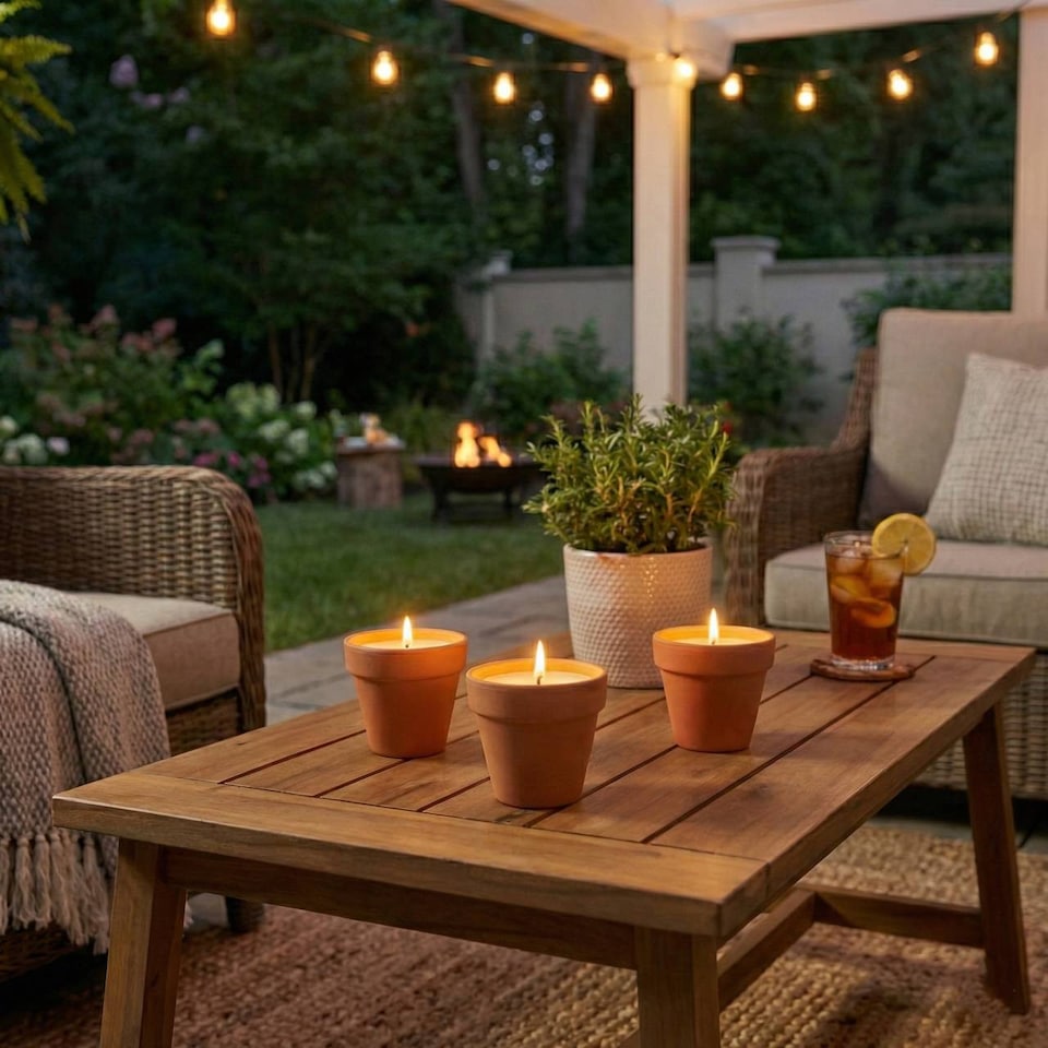 image 1 of Citronella Scented Candles Bug Mosquito Fly Repellent Indoor Garden Wax | Yellow | Set of 6 | 6