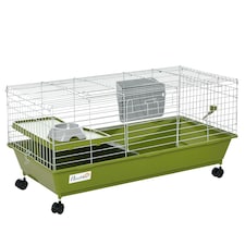 PawHut 89cm Small Animal Cage for Rabbit Guinea Pig w/ Food Dish Green