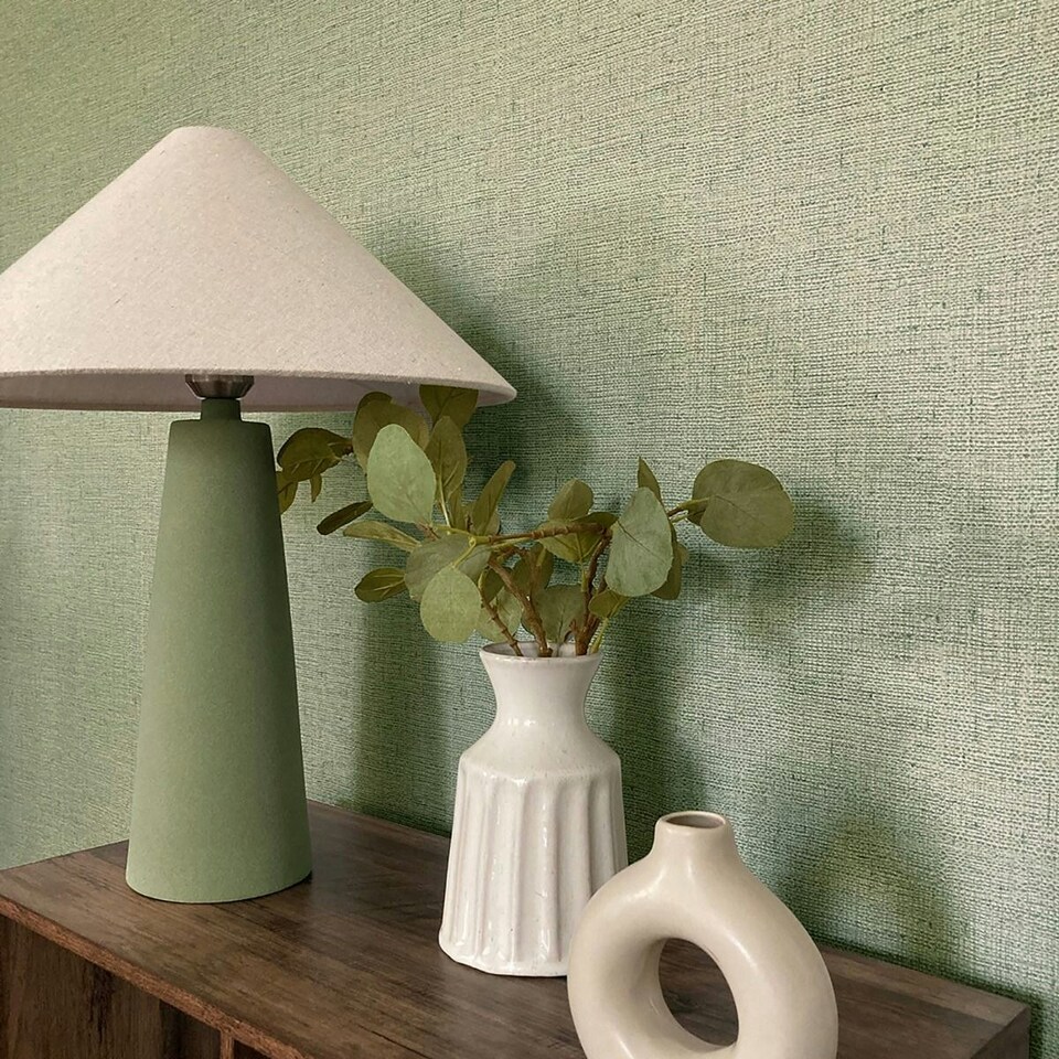 image 1 of Belgravia Maya Vinyl Textured Wallpaper - Sage Green - 10m x 53cm Green