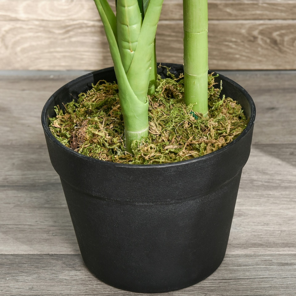 image 1 of Outsunny 100cm/3.3FT Artificial Monstera Tree Fake Plant in Pot Indoor