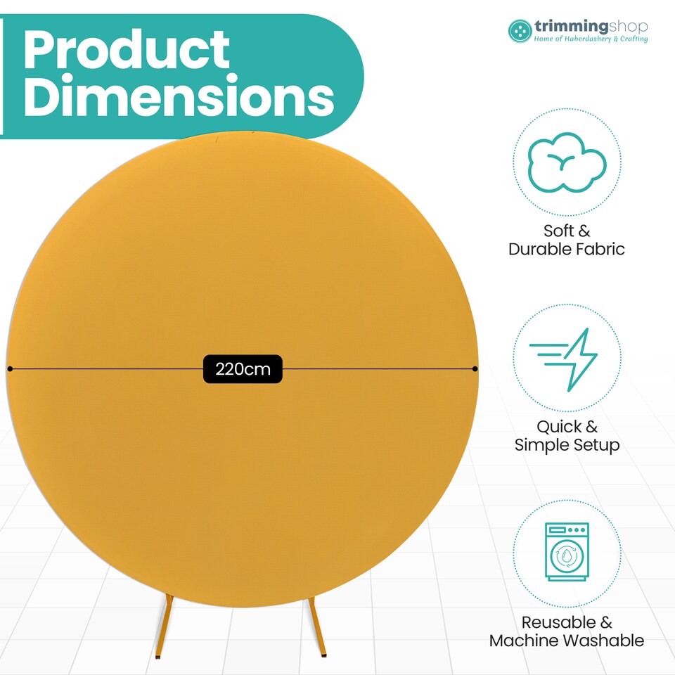 image 1 of 160GSM Gold Round Arch Backdrop Cover - 220cm